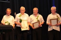 Dobitniki županovih zahval (z leve): Matija Gril, Jože Gril, Avgust Bradač in Jože Bučar