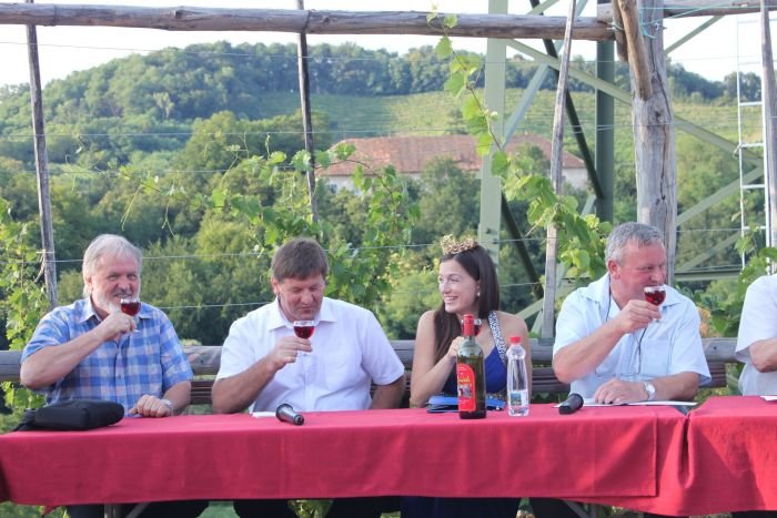 Pa na zdravje! Tako so včeraj s kozarčkom cvička na okrogli mizi nazdravili od leve dr. Bogataj, minister Bogovič, vinska kraljica Martina Baškovič in predsednik raških vinogradnikov Ivan Vizlar.