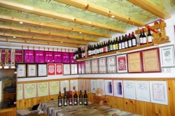 Kirarjeva klet v zidanici je po stenah in stropu obložena z raznimi priznanji z vinskih in salamarskih tekmovanj. Prostora za vse je že zmanjkalo.