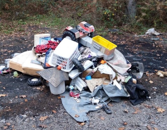 Kup odpadkov, odloženih v gozdu, le 500 metrov stran od Centra za ravnanje z odpadki Vranoviči (november 2018)