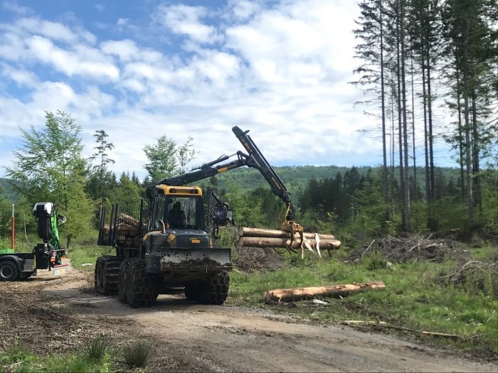 Prikazali so gozdno proizvodnjo oz. sečnjo in spravilo ter prevoz lesa z najsodobnejšo opremo. (Foto: SiDG)