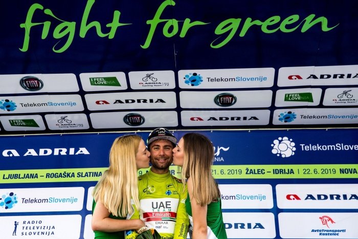Diego Ulissi si je  danes nadel tudi zeleno majico vodilnega. (Foto: Sportida/Dirka Po Sloveniji)