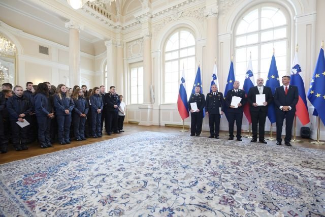 Na današnjem sprejemu pri predsedniku Borutu Pahorju. (Foto: Tamino Petelinšek / STA)