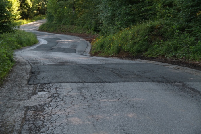 Lokalna cesta od Trebnjega do Grmade je na nekaterih delih precej dotrajana, zato jo bodo obnovili. (Foto: R. N.)