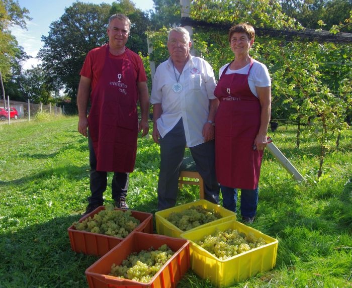 Vinko Štemberger z ženo in sinom Gregorjem, uspešnim vinogradnikom, ki je že pred leti prevzel domače podjetje in kmetijo.
