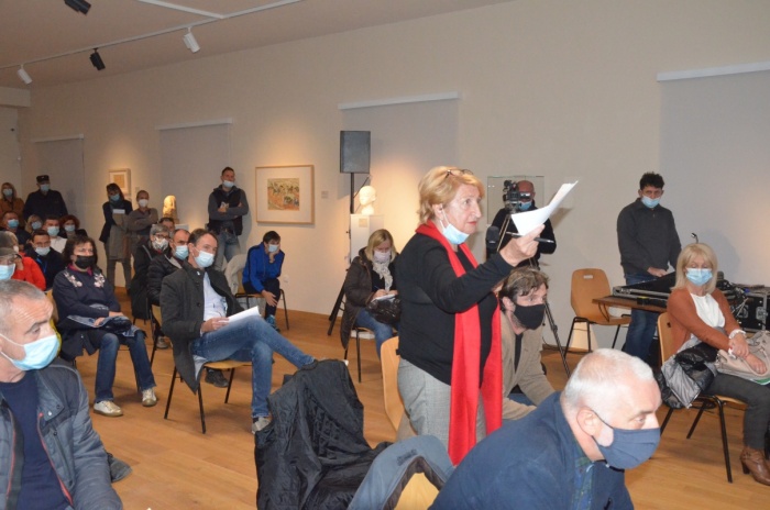 Živahna razprava v galeriji o zaščiti Kostanjevice ob Krki pred poplavami (foto: P. P.)