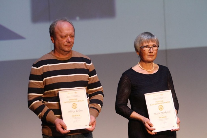 Zlato Bloukdovo priznanje za 30 let in več dela v športu sta prejela Majda Markovič in Mirko Bele.