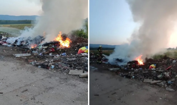 Takole so odpadke v Kerinovem Grmu gasili tudi teden dni nazaj. (Foto: PGE Krško)